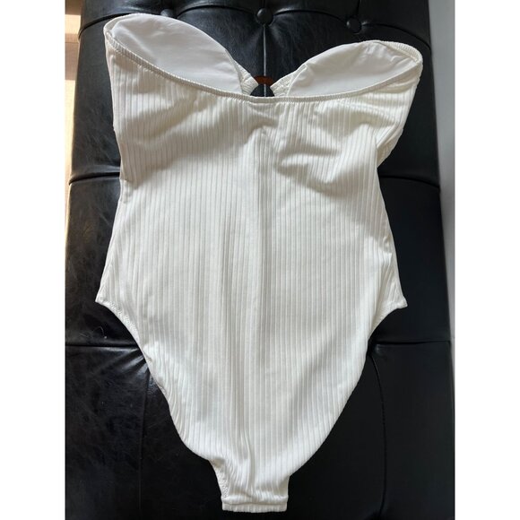 MELISSA ODABASH Barbuda Strapless Ribbed ivory Swimsuit size US 12 - Picture 9 of 10